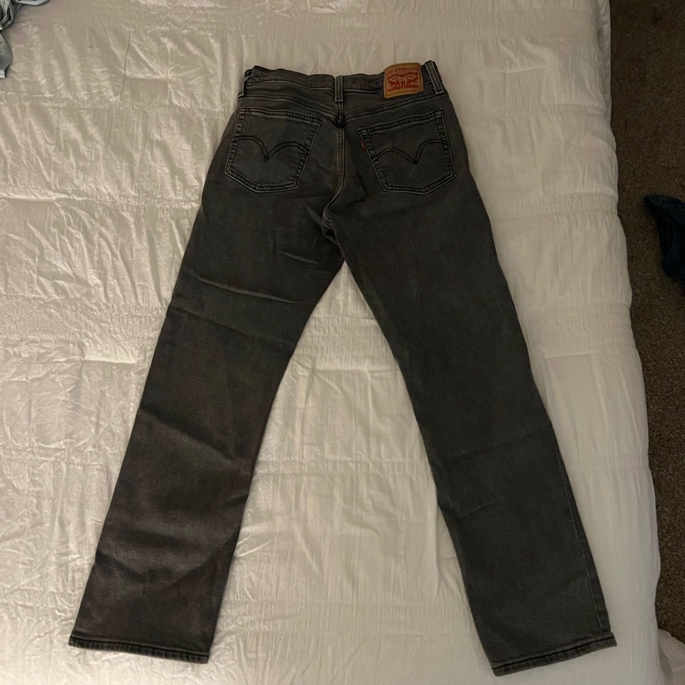 Washed Grey Wedgie Straight Levi Jeans